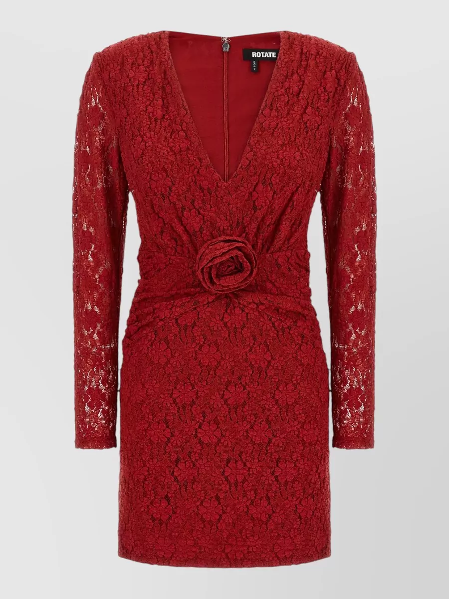 Rotate Birger Christensen floral lace v-neck long-sleeve mini dress
