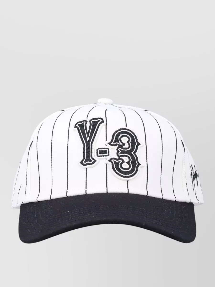 Y-3 Pinstripe Twill Cap High Crown Brim In White