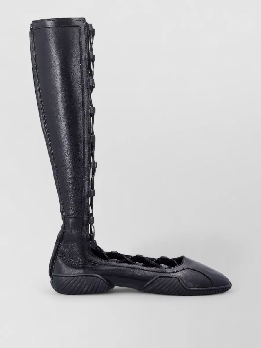 Miista Leather Knee-High Gladiator Ballerina Boots