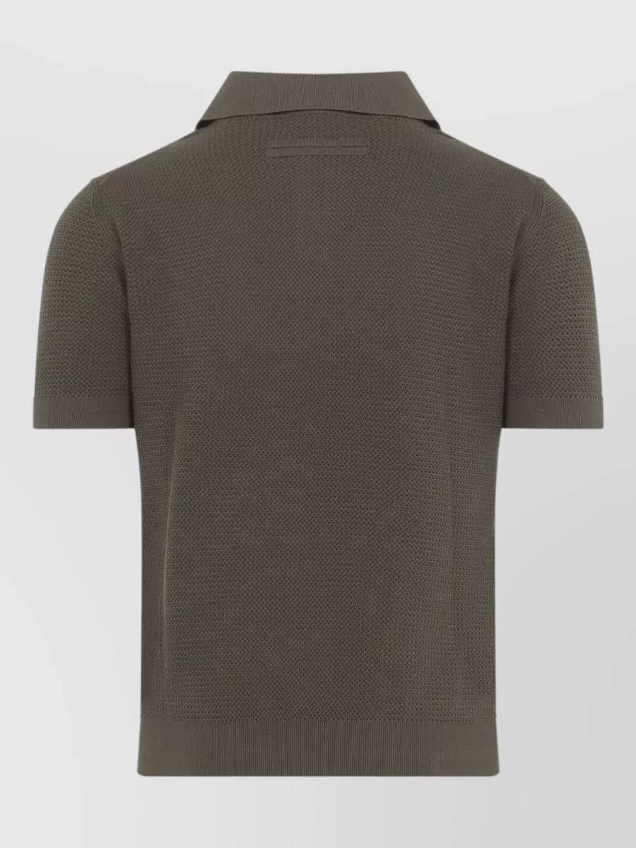 Zegna Cotton V-Neck Short-Sleeve Polo Shirt