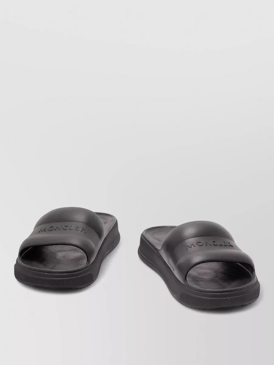 Moncler Altive Slide Sandals Open Toe Flat In Black