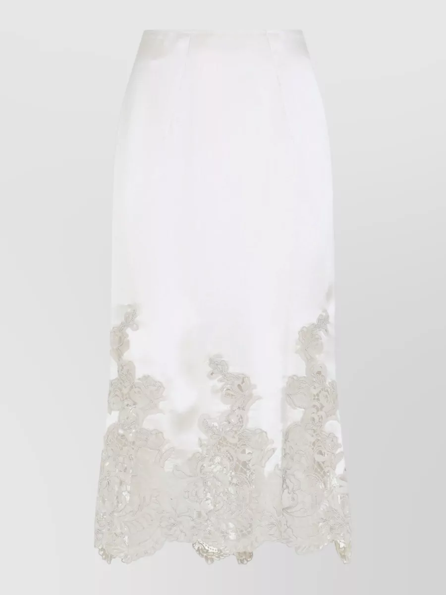 Ermanno Scervino Silk Lace-Panel Straight Skirt