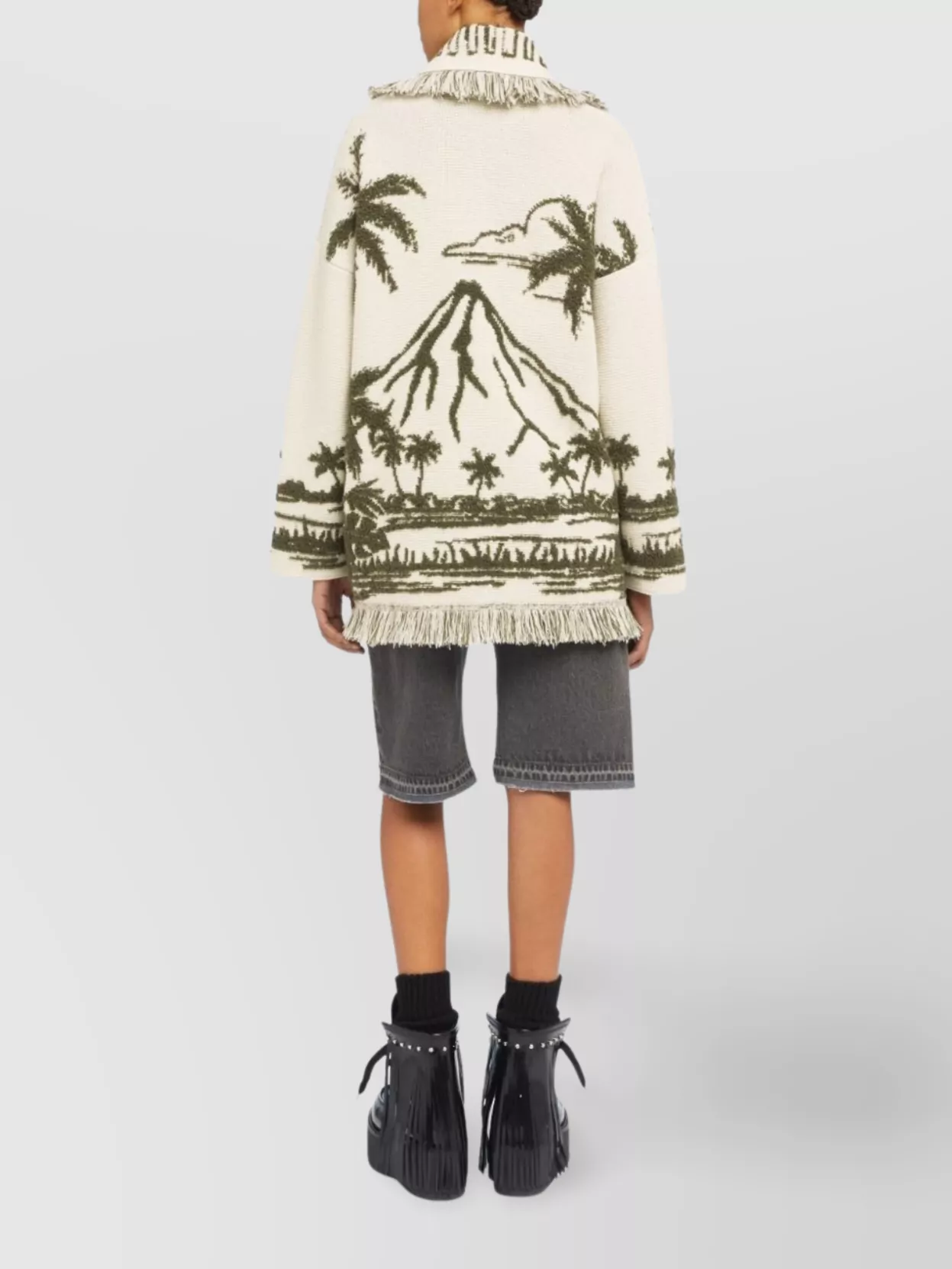 Alanui Long Cardigan With Belted Waist And Fringe