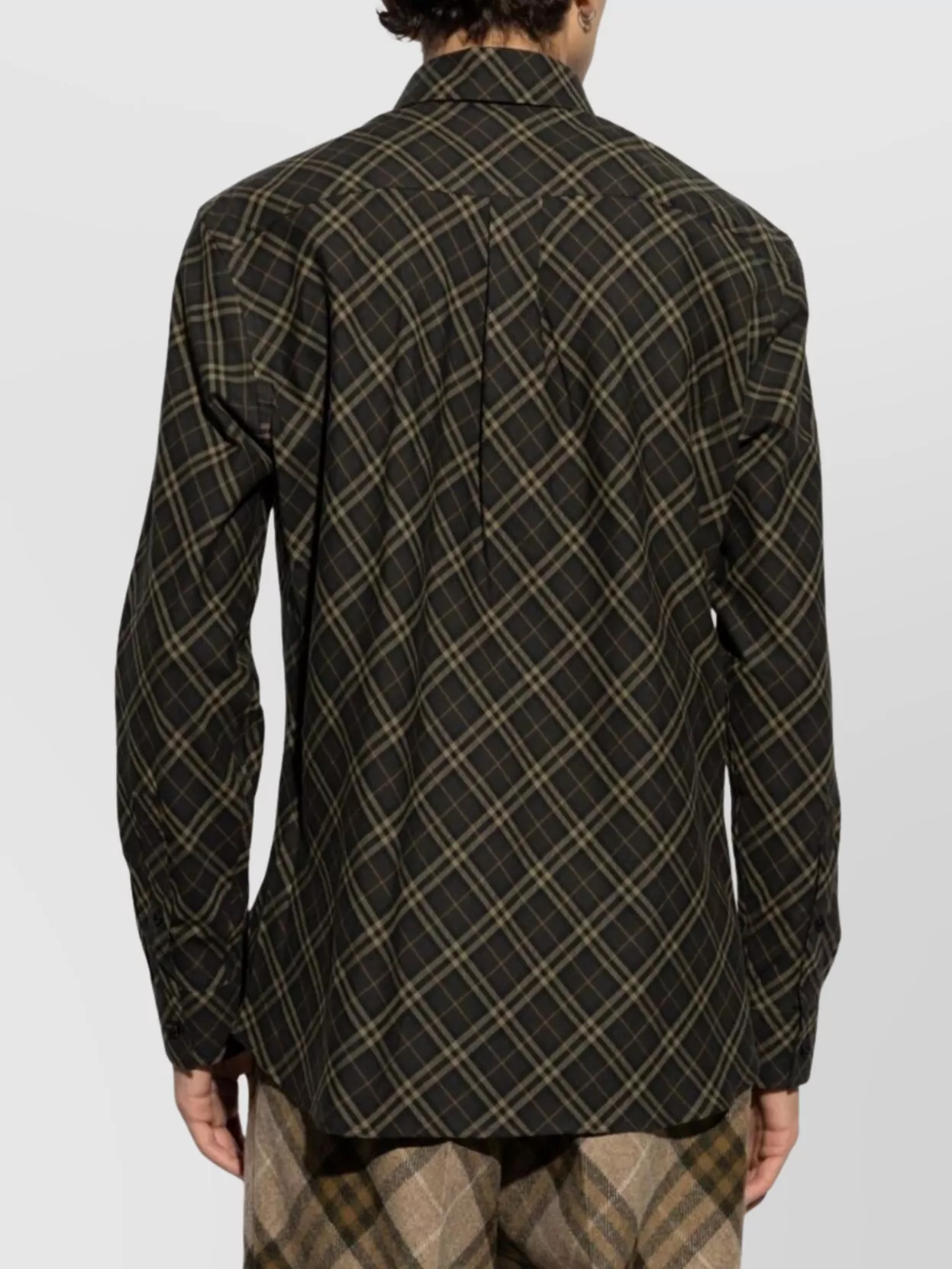 Burberry Curved Hem Check Pattern Cotton Shirt