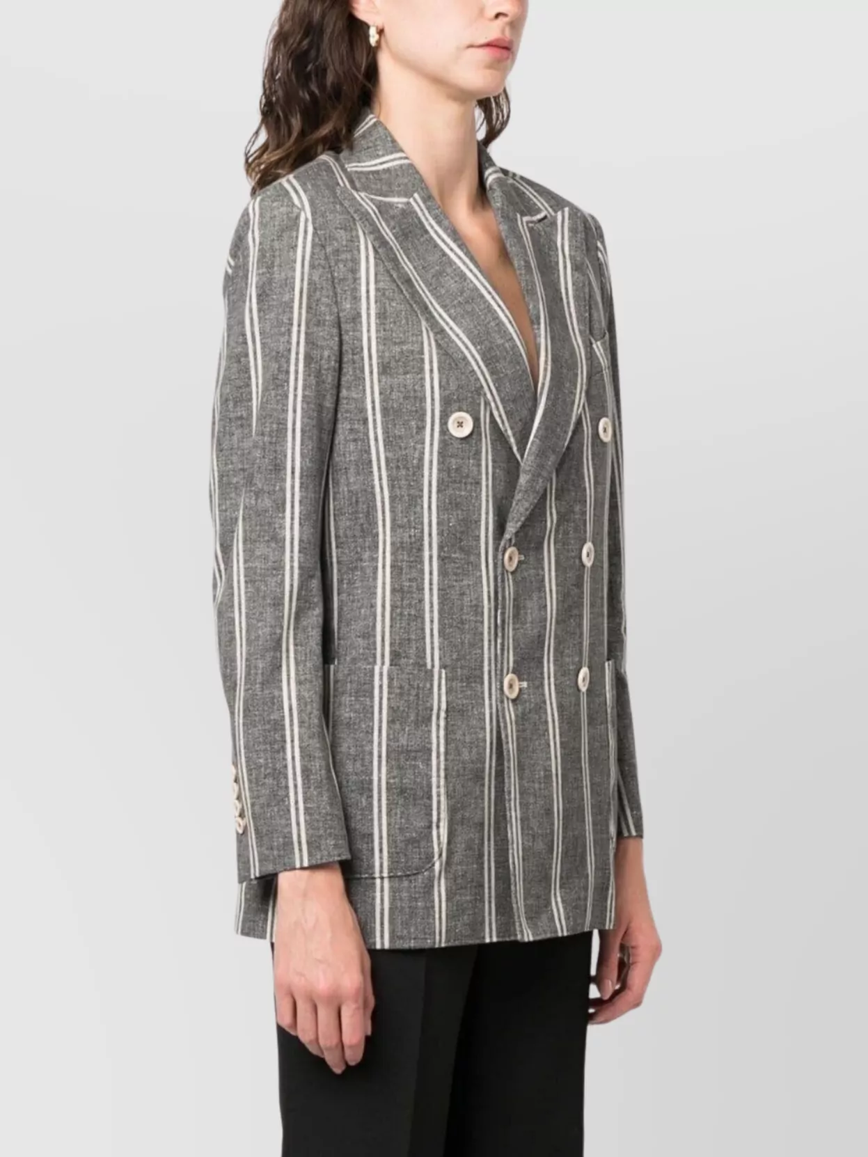 Circolo 1901 Striped Double-Breasted Jacket With Vertical Stripes