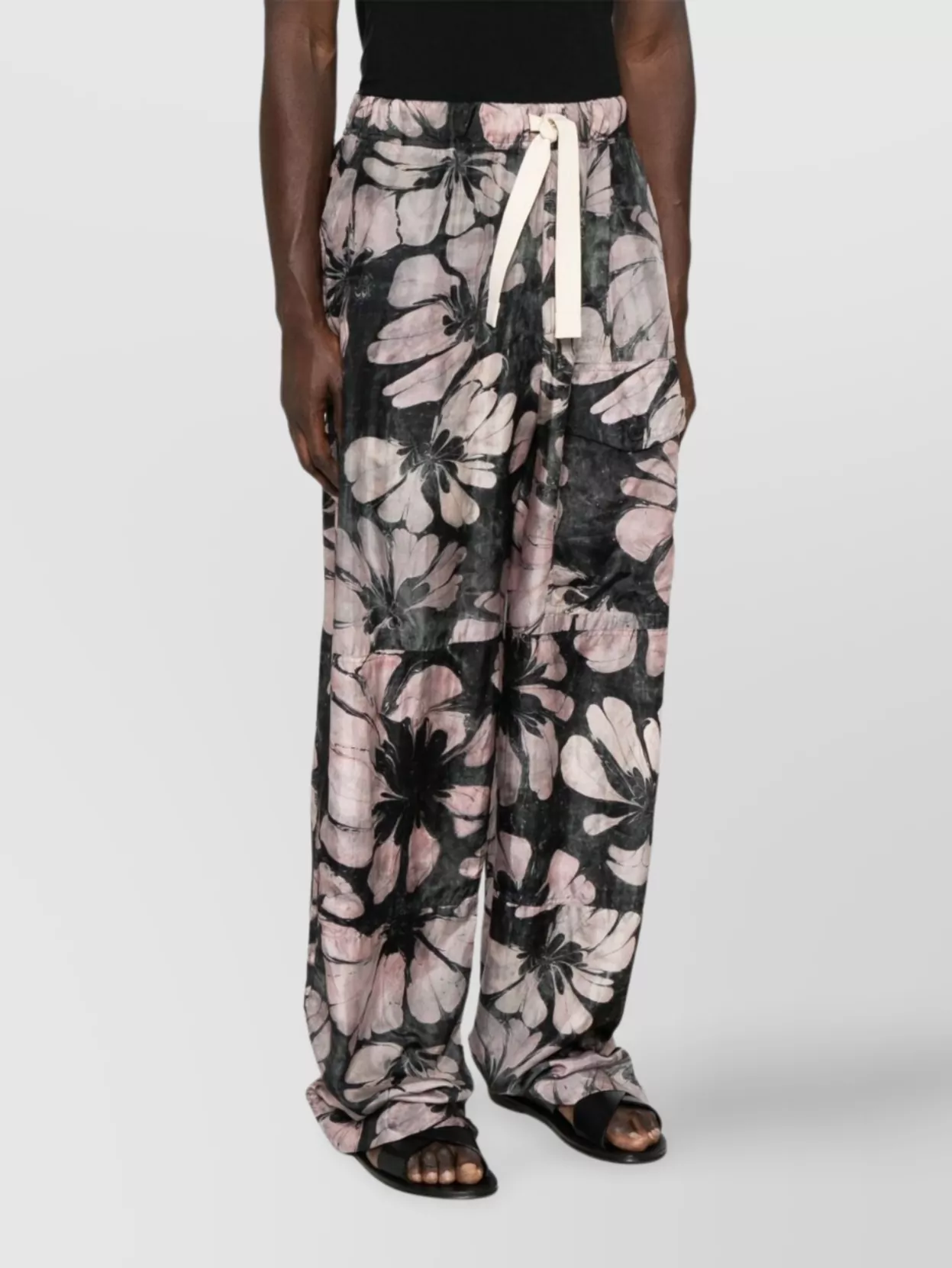 Dries Van Noten Wide Leg Floral Cargo Trousers