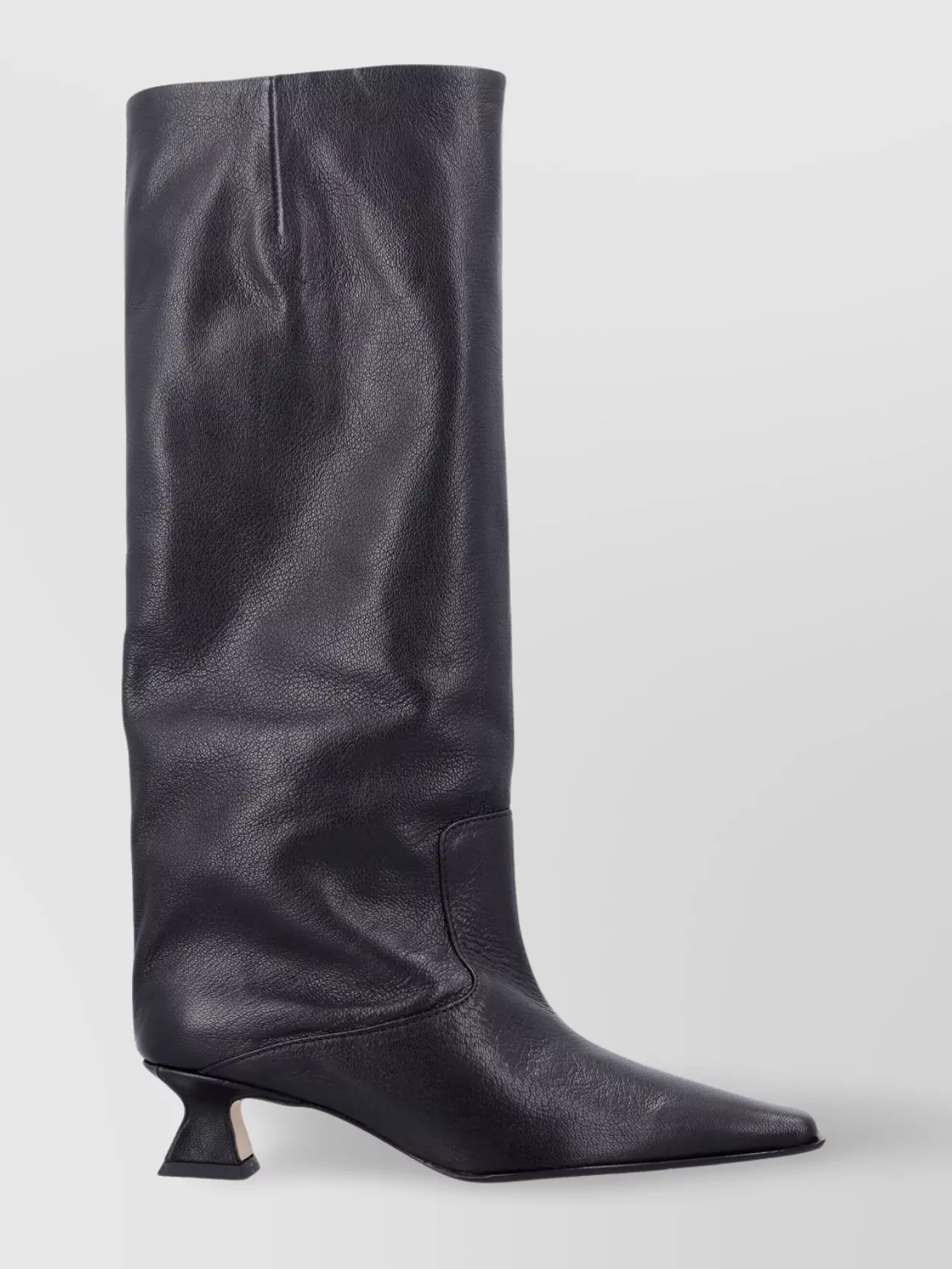 Miista Square Toe Leather Knee-high Boot In Black