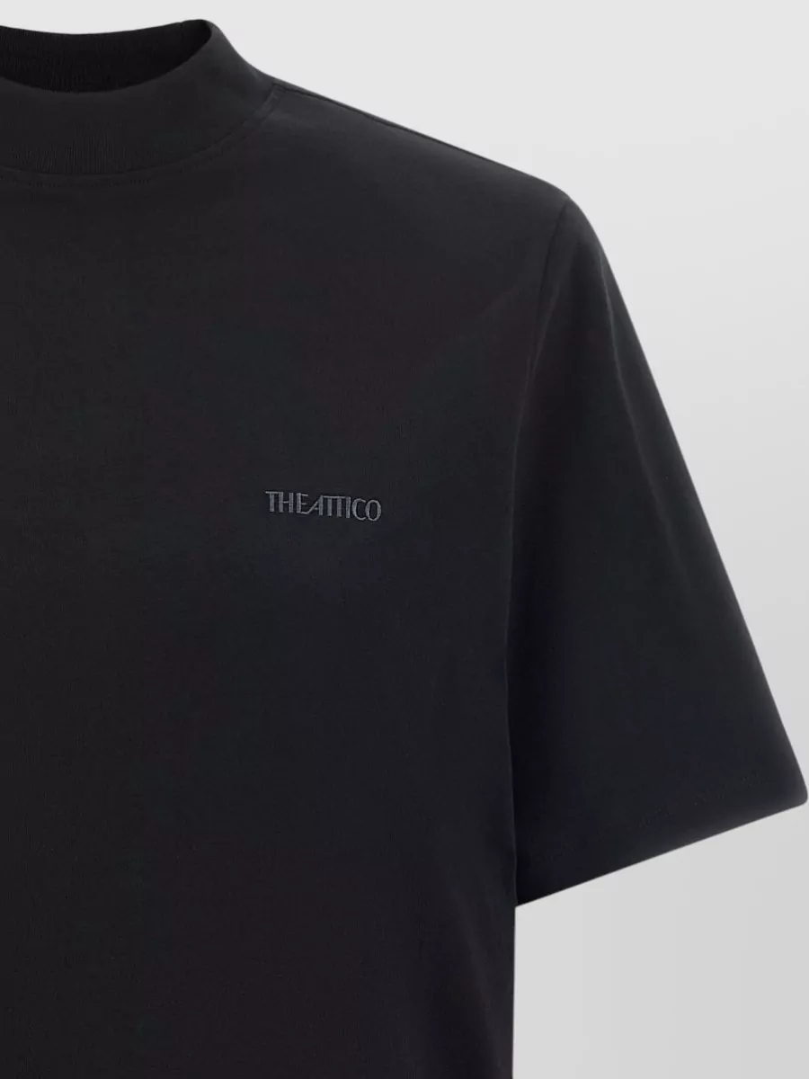 The Attico Cotton Mock-Neck Short-Sleeve Top