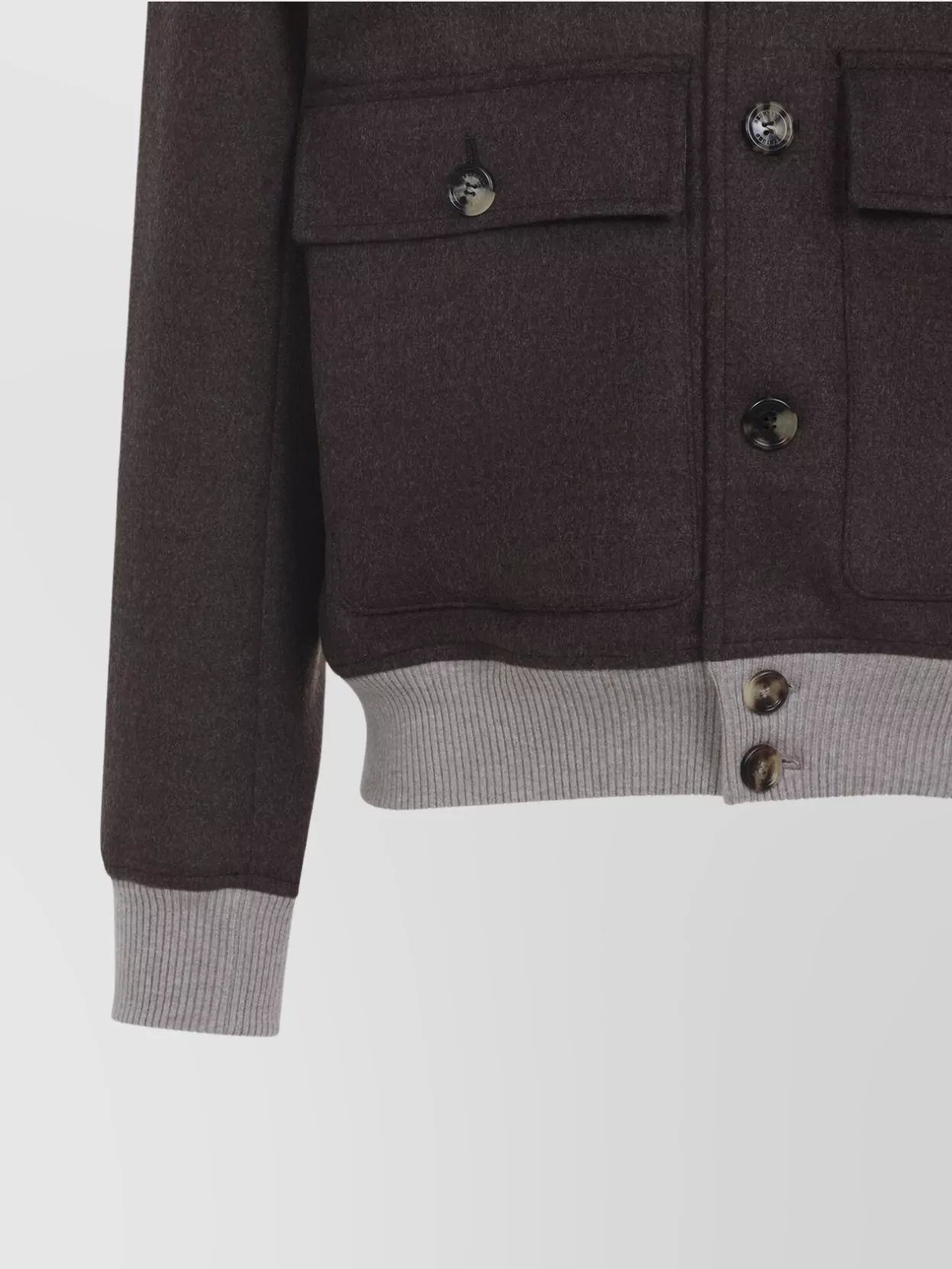 Brunello Cucinelli Wool Bomber Jacket Ribbed Collar Design