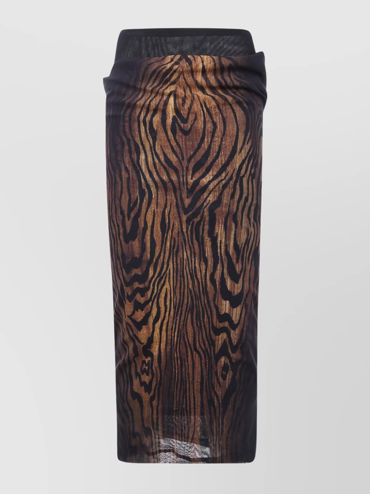 Jean Paul Gaultier Double Layer Animal Print Mesh Skirt In Brown