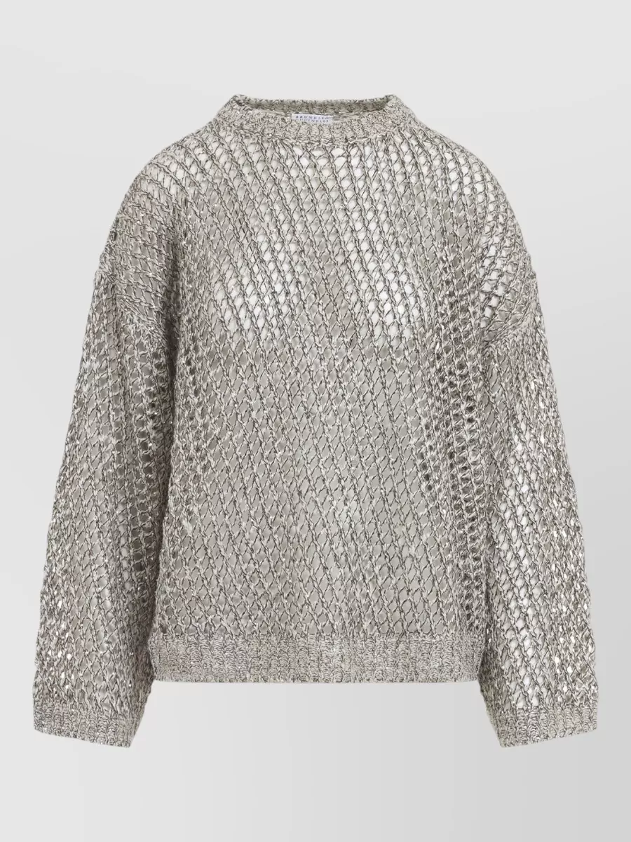 Brunello Cucinelli Open-knit sequin sweater