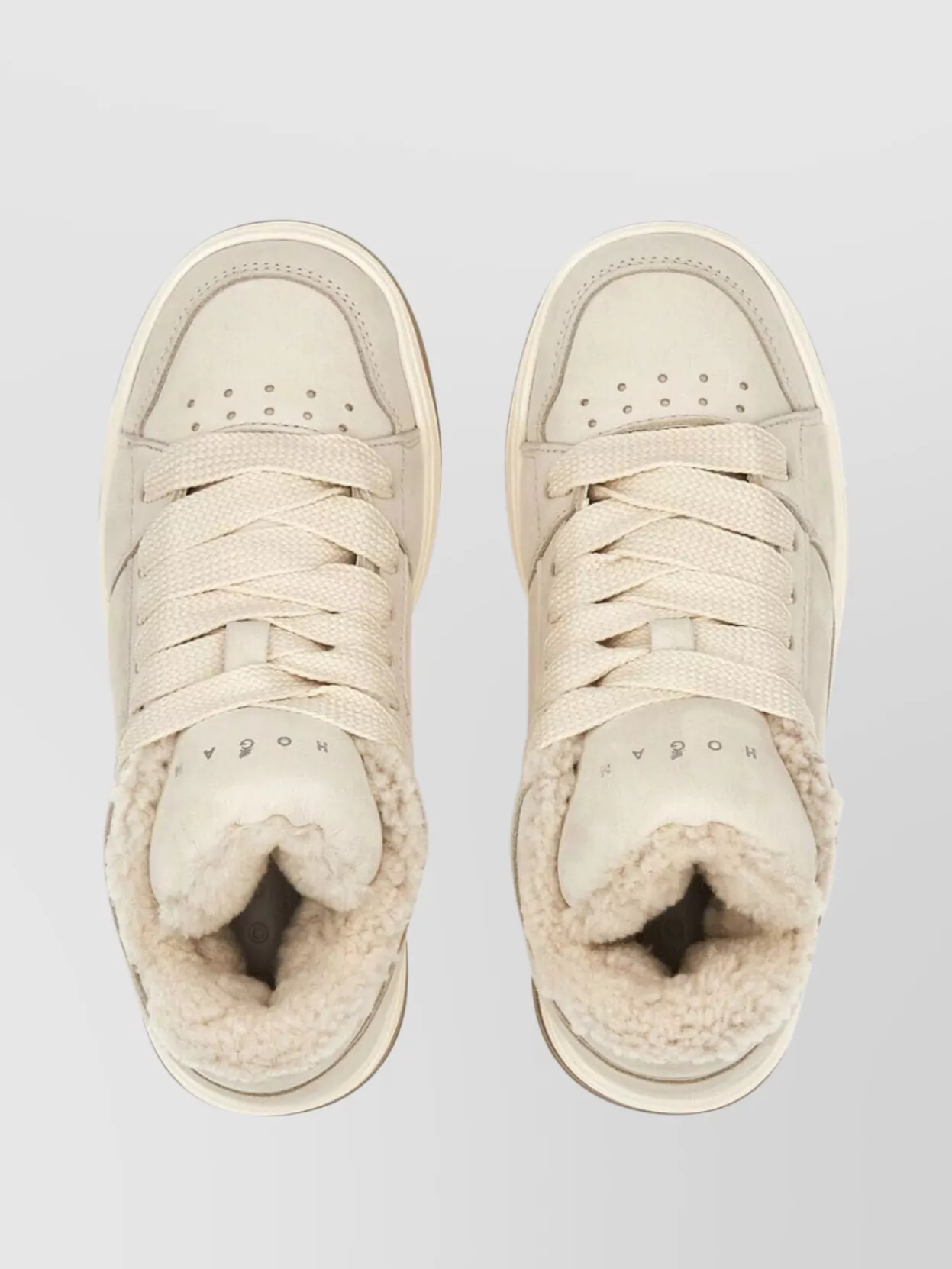 Hogan Round Toe Low-top Rubber Sole Sneakers In White