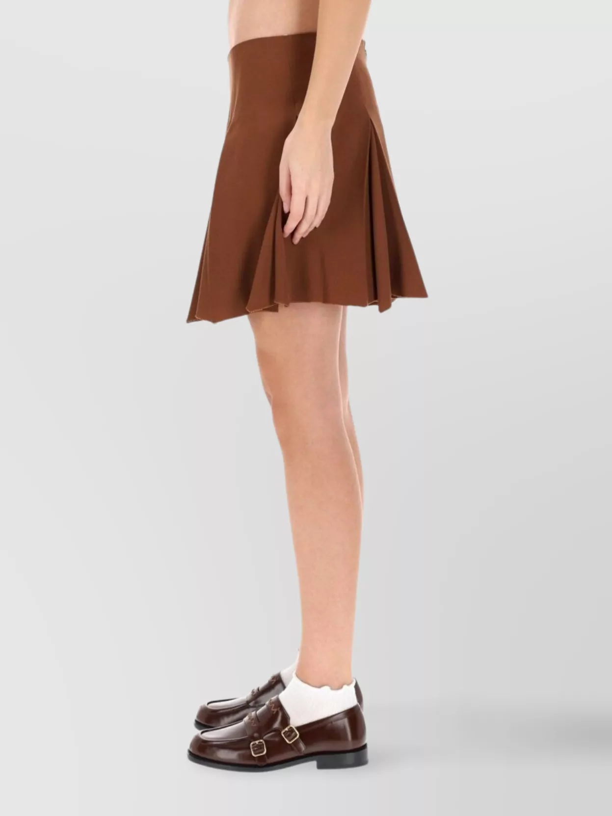 Marni High Waist Pleated Mini A-line Skirt In Brown