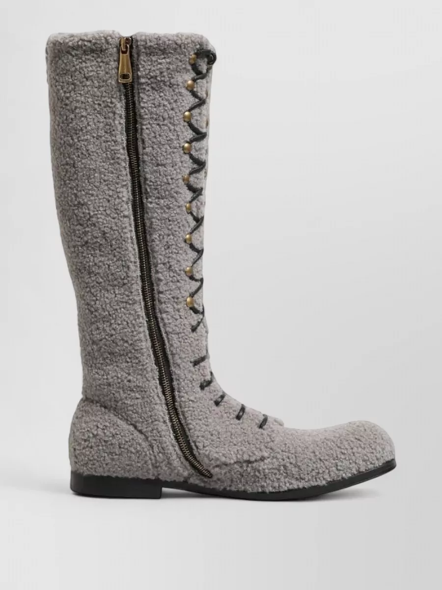 Dolce&Gabbana Shearling Lace Up Knee High Boots