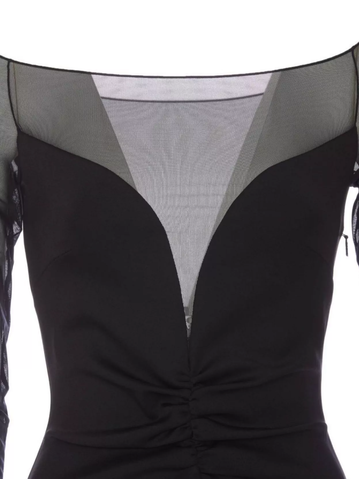Pinko Mesh Panel Mini Dress With Off-Shoulder Design