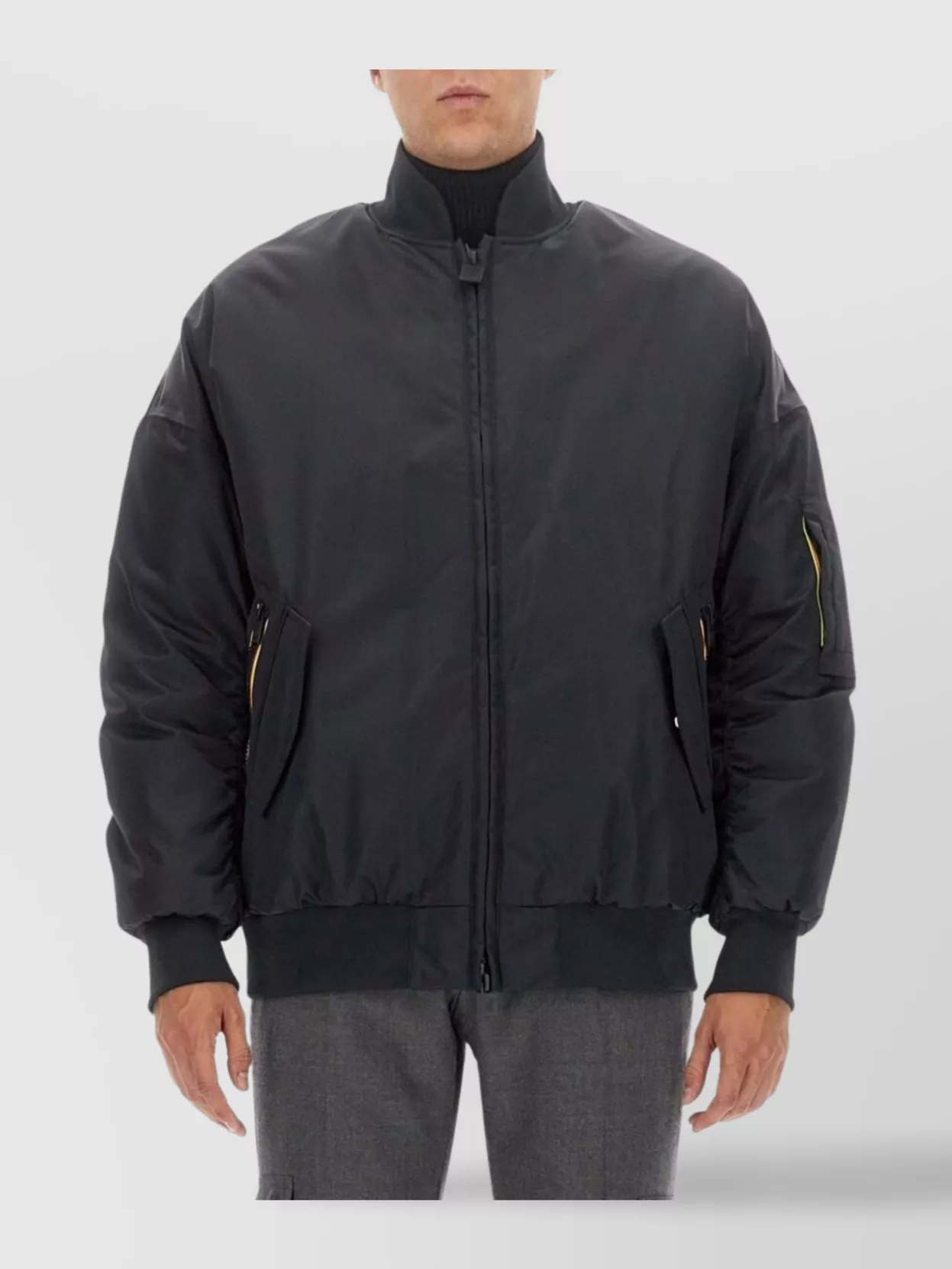 K-Way Oversized Bomber Jacket With Ribbed Finish