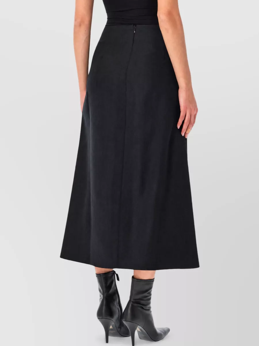 Studio Nicholson Wool Asymmetric Pleated Midi Skirt