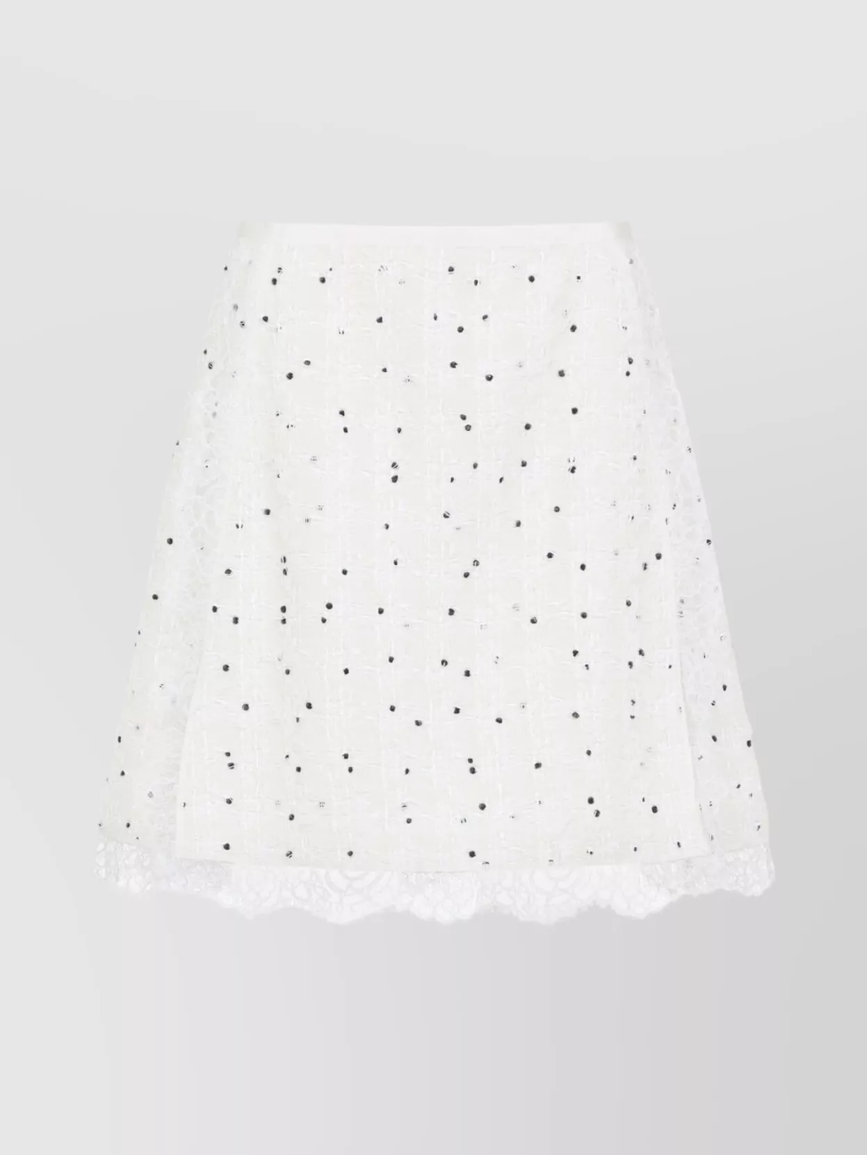Giambattista Valli Polka Dot A-line Skirt With Lace Trim In White