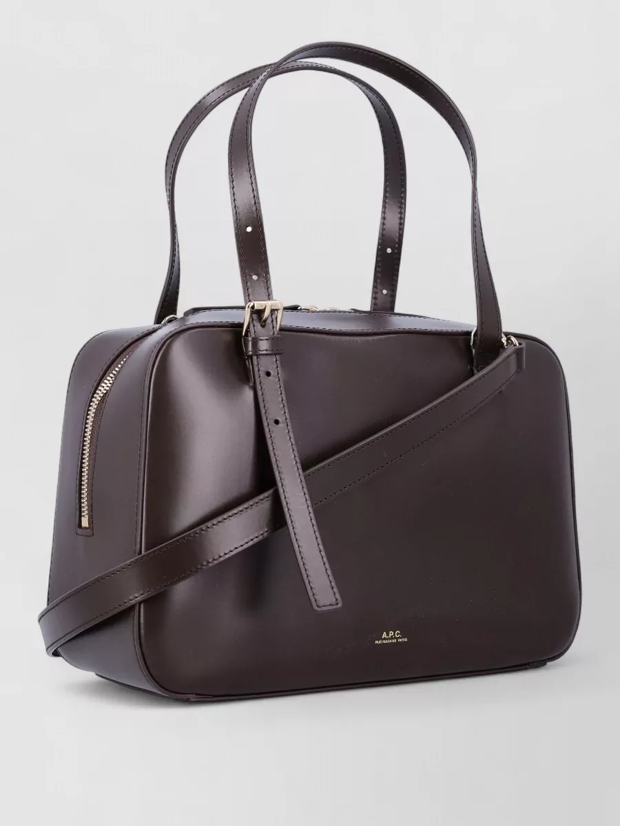 A.p.c. Virginie Box Leather Shoulder Bag