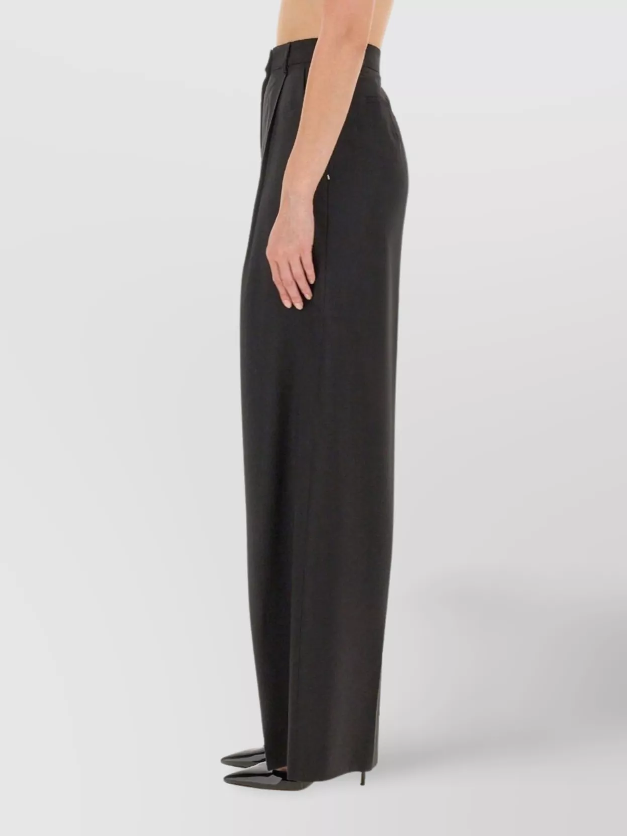 Sportmax High Waist Wide Leg Trousers With Pockets In Black