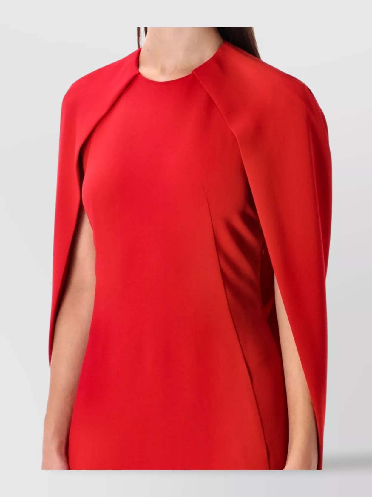 Alberta Ferretti Long Dress With Cape Style Sleeves In Red
