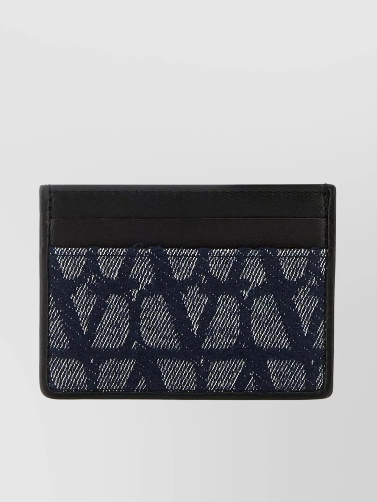 Shop Valentino Leather Card Holder Featuring Iconographe Insert In Blue