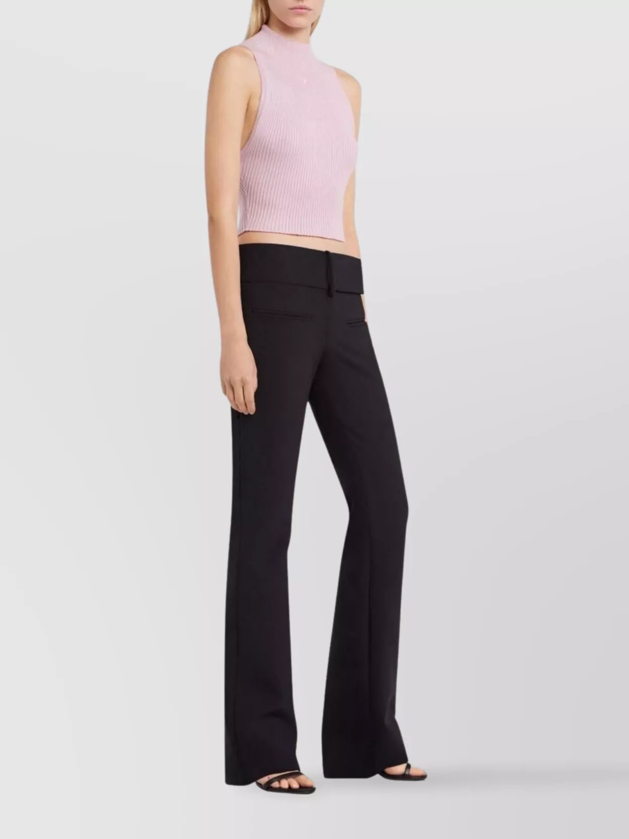 Courrèges Ribbed Crop Top Mock Neck
