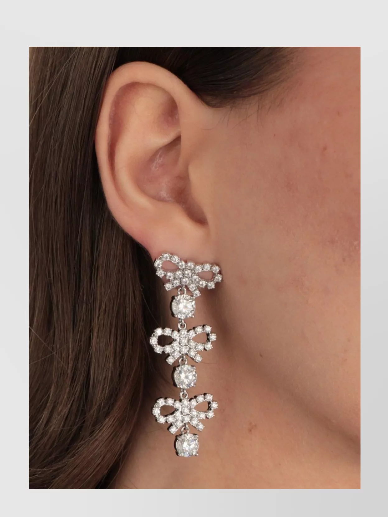 Self-Portrait Bow Brass Crystal Dangling Earrings