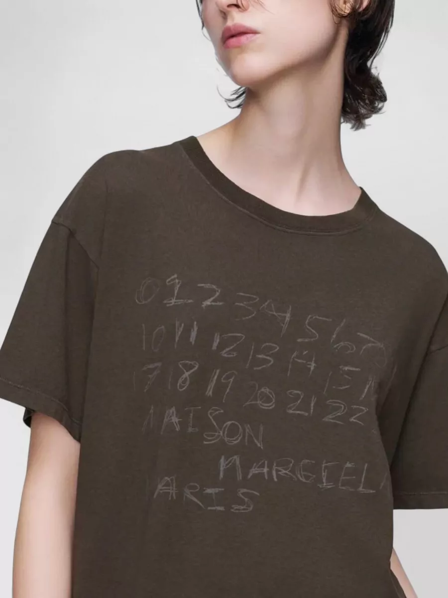 Maison Margiela Crew Neck Graphic Number Motif T Shirt