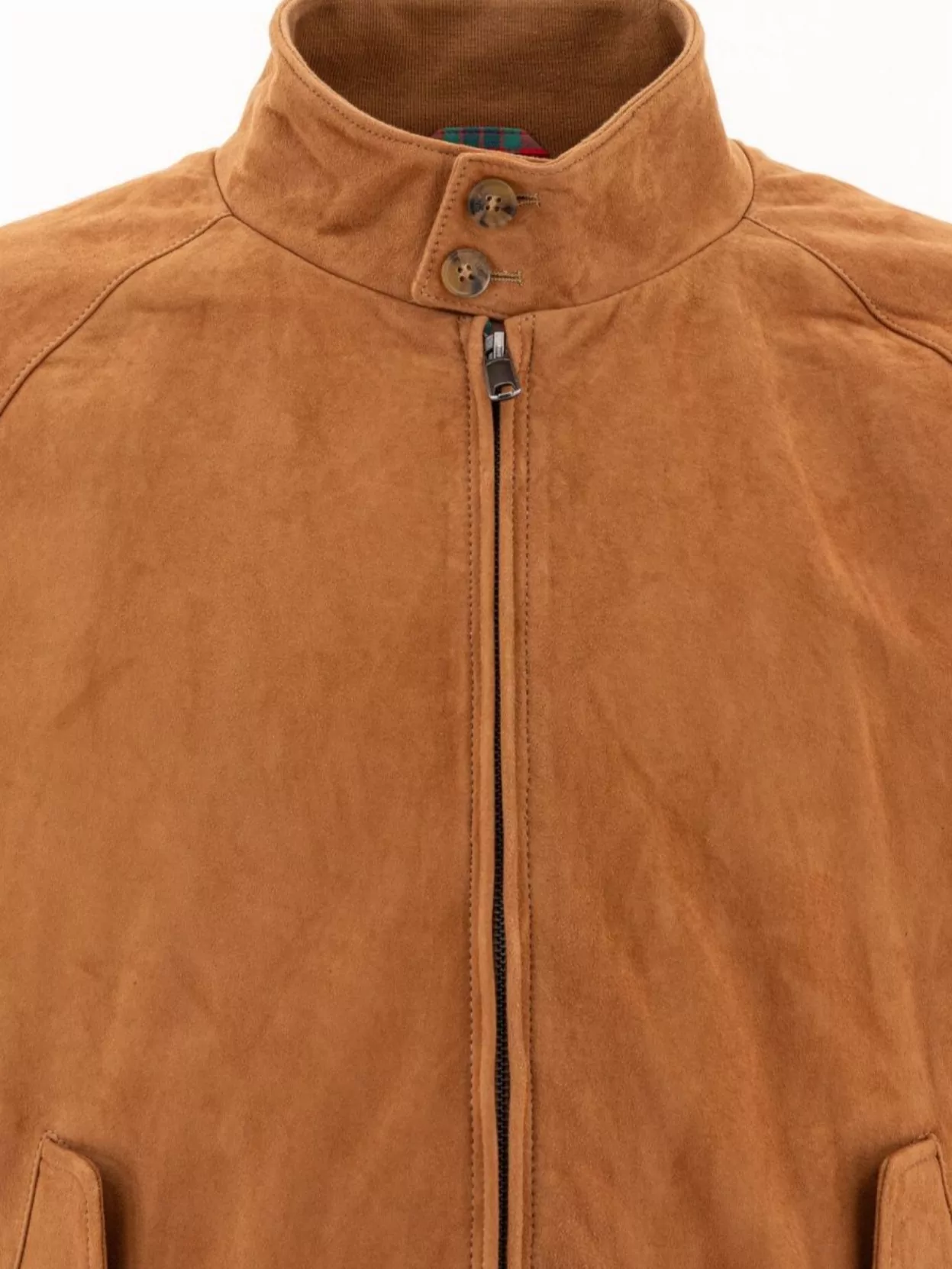 Baracuta Buttoned High Collar Jacket With Raglan Sleeves In Brown