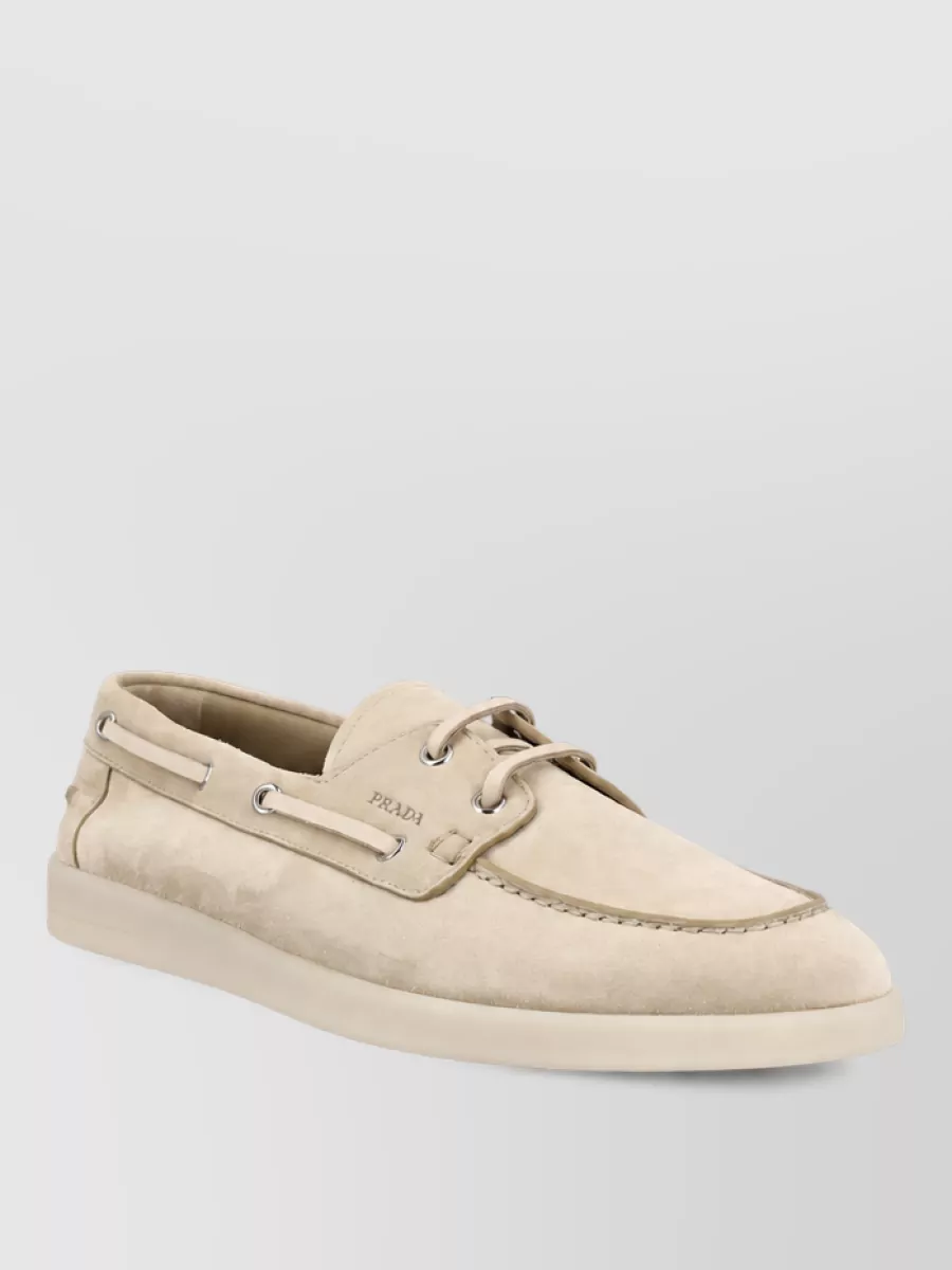 Prada suede leather boat shoes