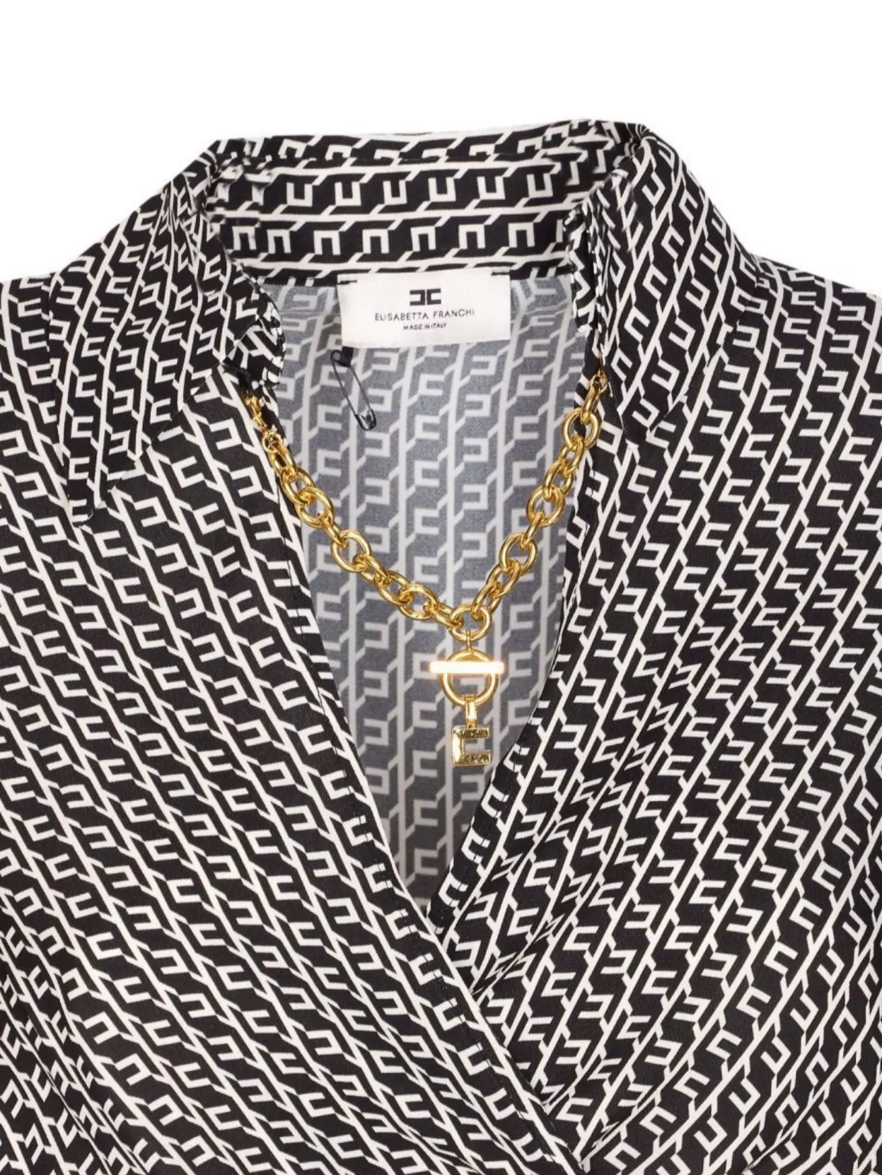 Elisabetta Franchi Cropped Wrap Front Shirt With Neckline Detail