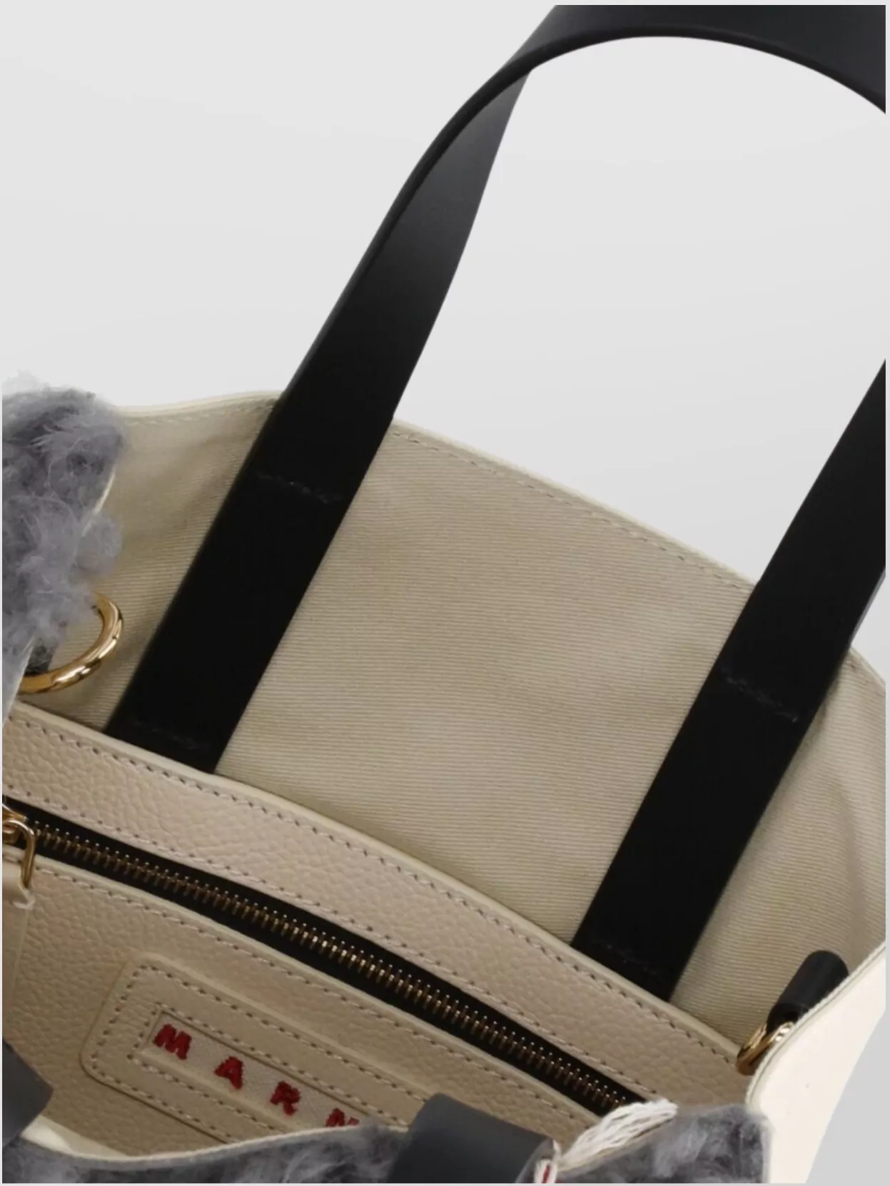 Marni Luxurious Fur Detail Handbag And Strap