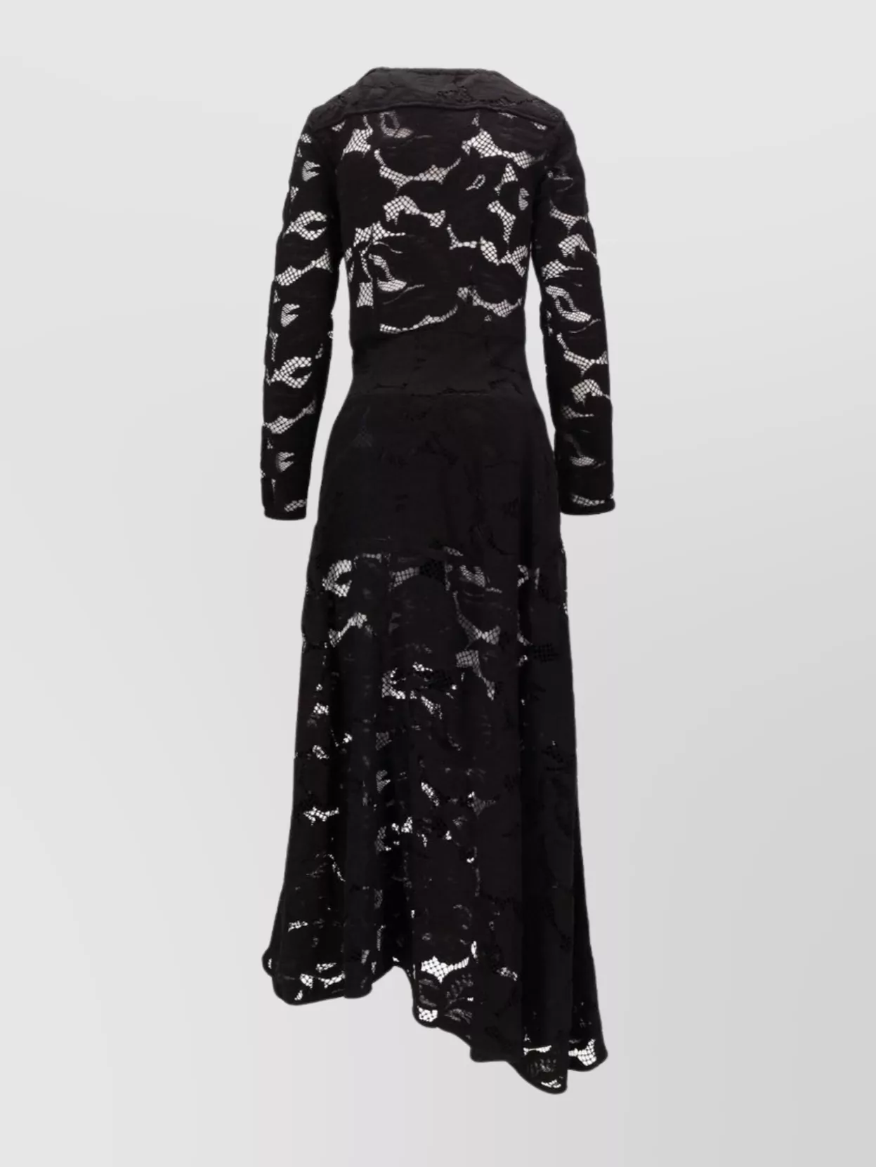 Patou Sheer Lace Midi Dress With Long Sleeves