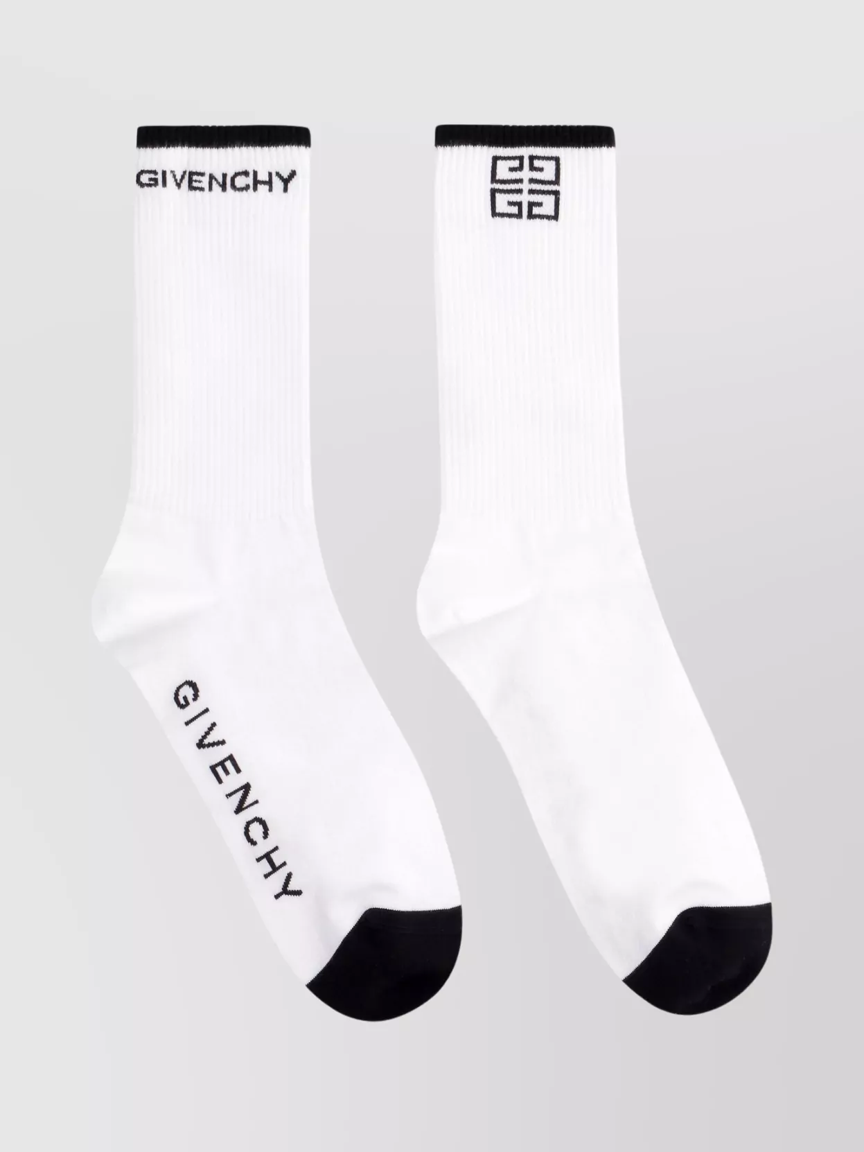 Givenchy Ribbed Cotton Socks With Contrast Toe And Heel In White