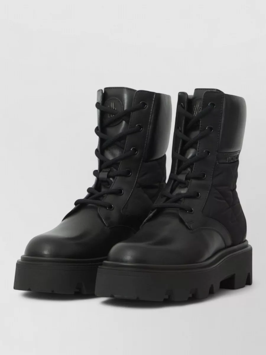 Moncler leather quilted lace-up ankle boots