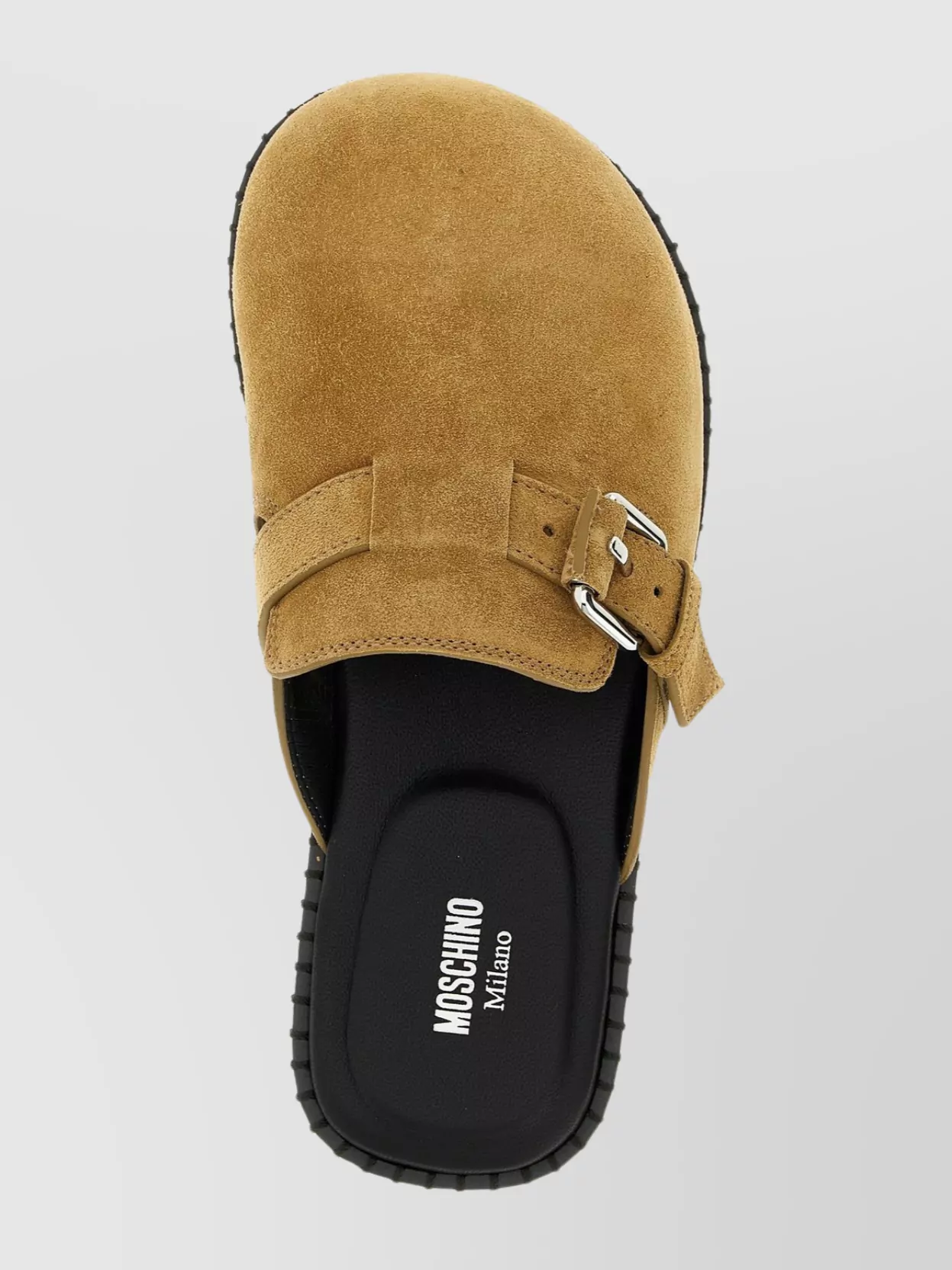 Moschino Suede Mules Featuring Buckle Detail