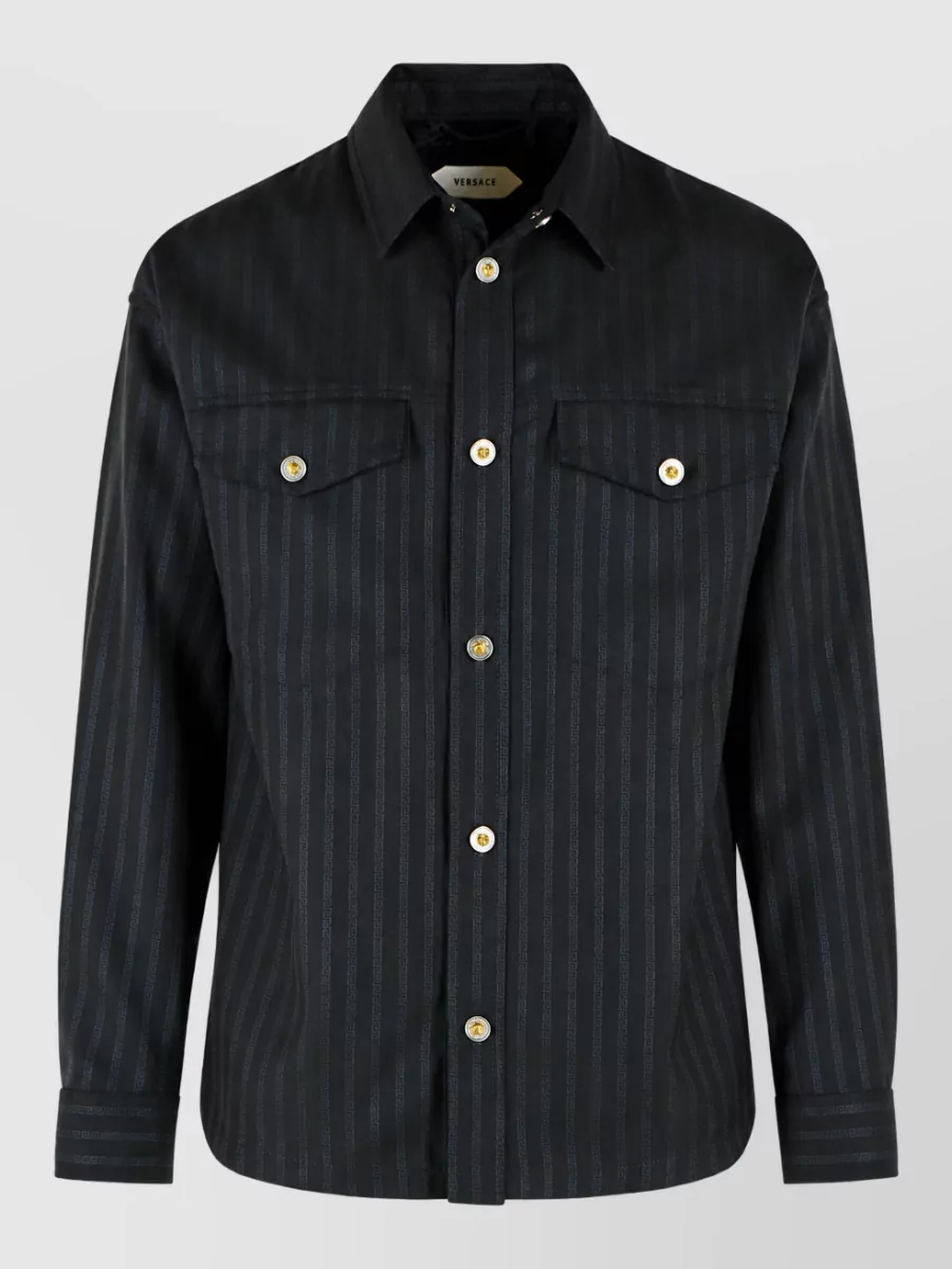 Versace wool greca jacquard shirt jacket