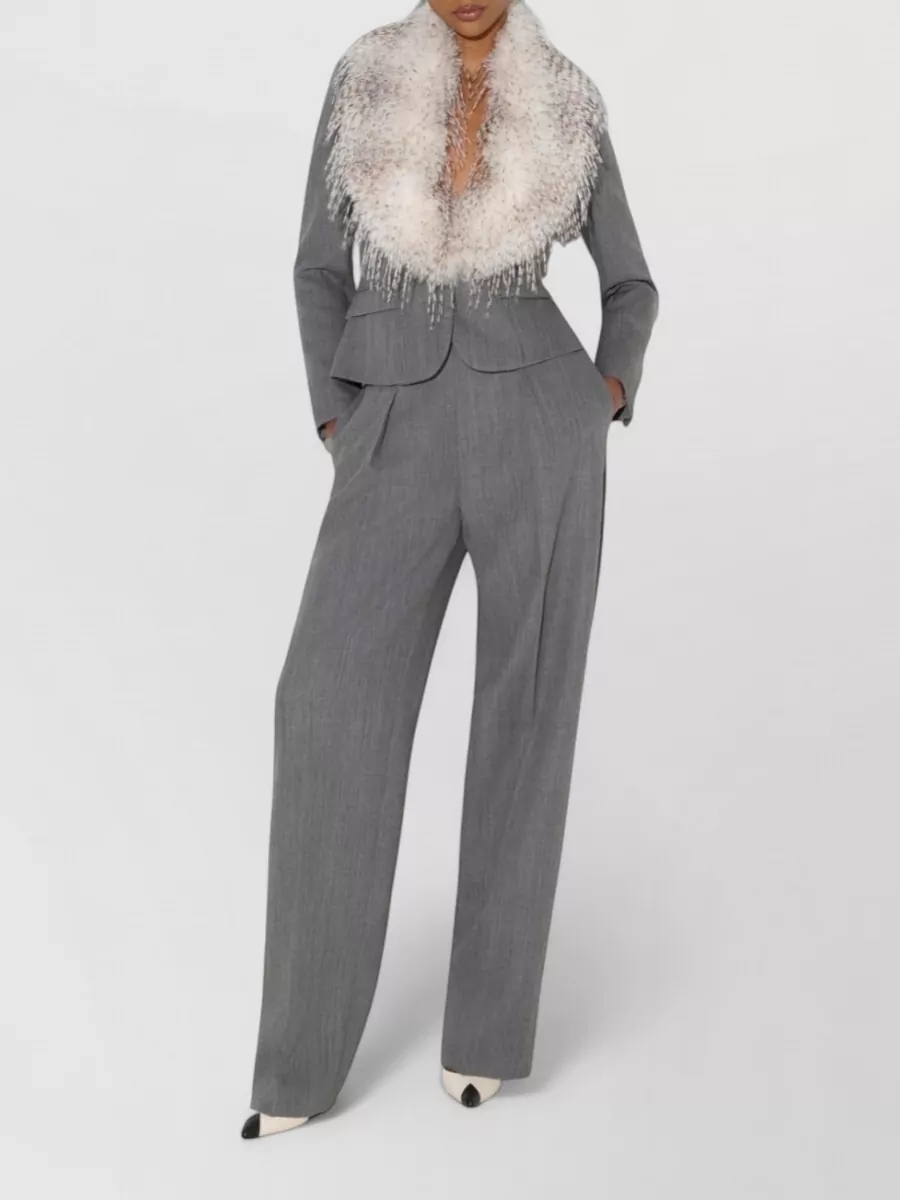 Elisabetta Franchi Wool Slim-Fit Evening Jacket