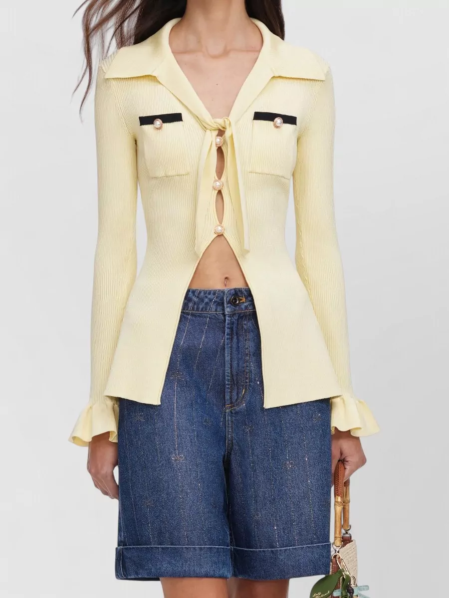 Self-Portrait Knit Fitted Jacket