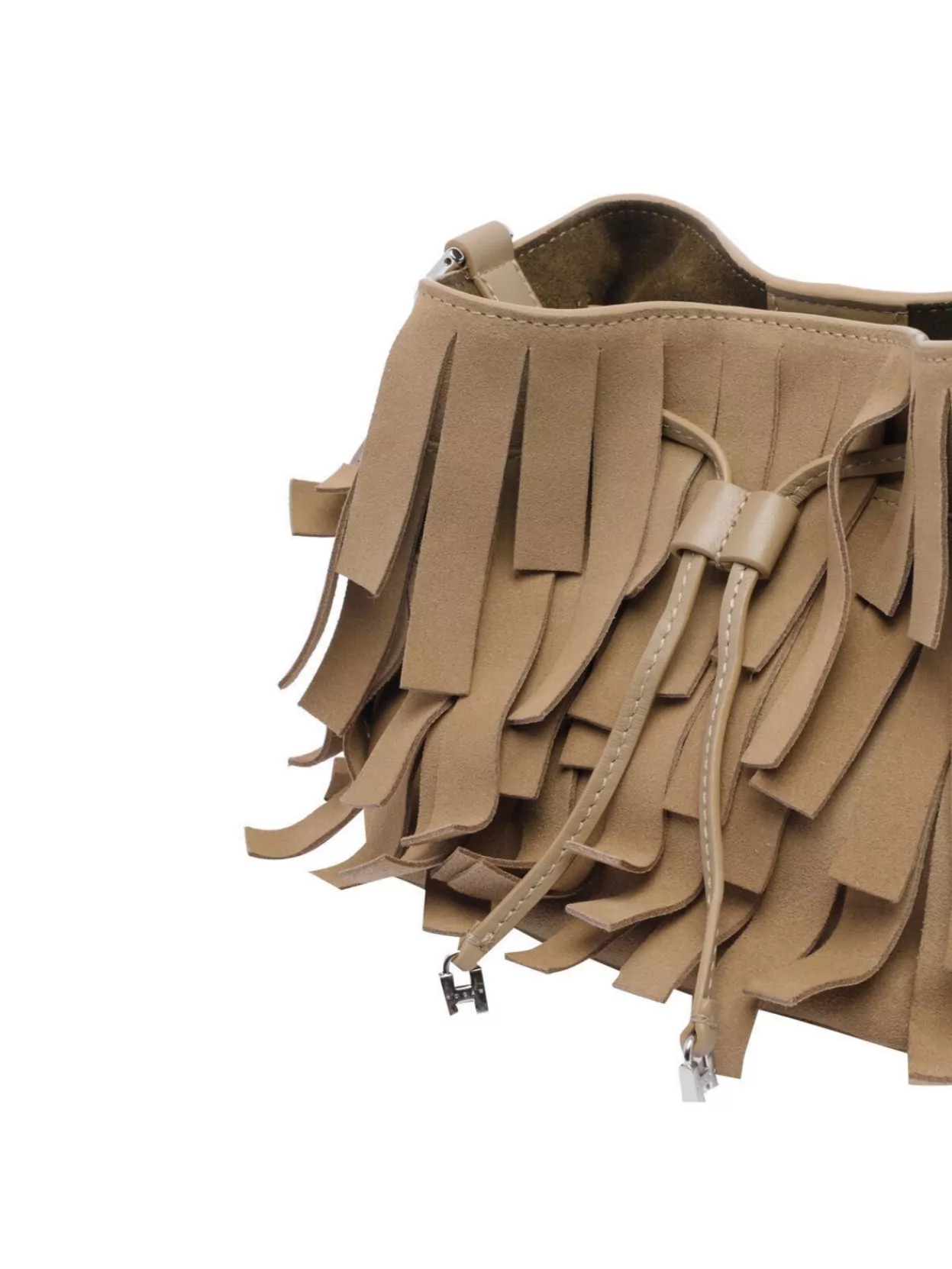 Hogan Hocket Mini Bucket Bag In Suede With Fringe Workmanship In Brown