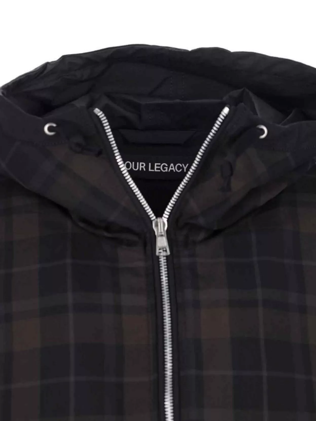 Our Legacy Checkered Hooded Jacket With Side Zipper Pockets
