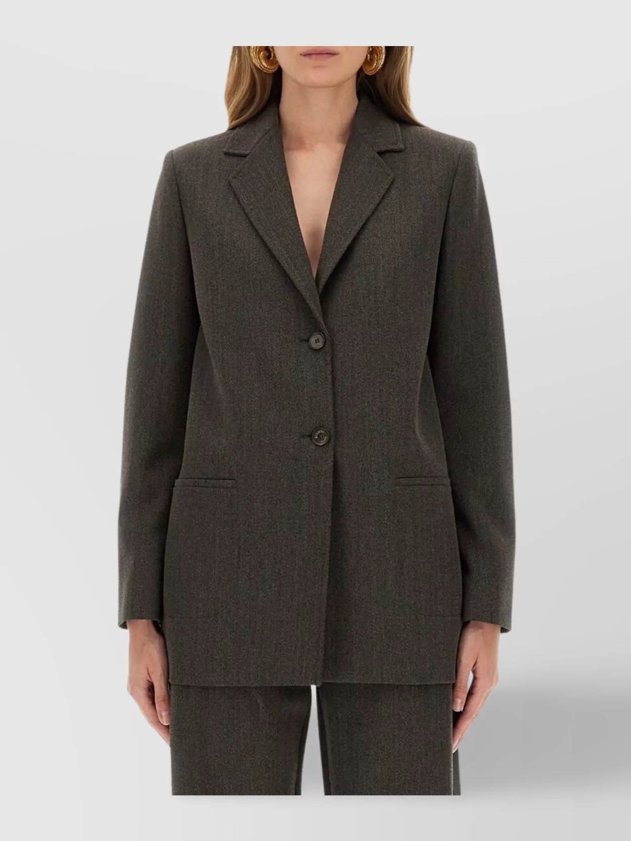 Moschino Longline Jacket With Front Pockets And Notched Lapels In Gray