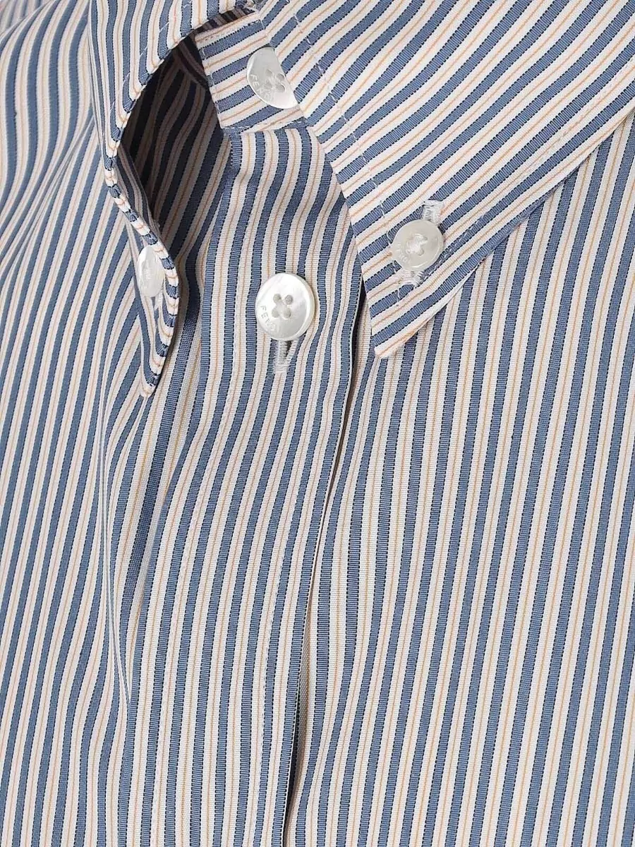 Fendi Striped Shirt Chest Pocket Button Cuffs Collar