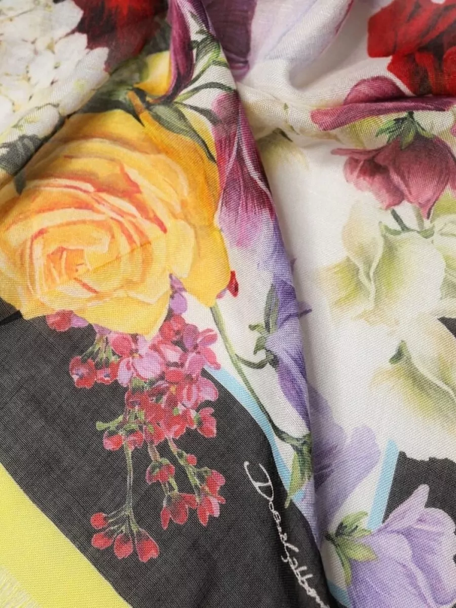 Dolce&Gabbana Cashmere Silk Floral Square Scarf