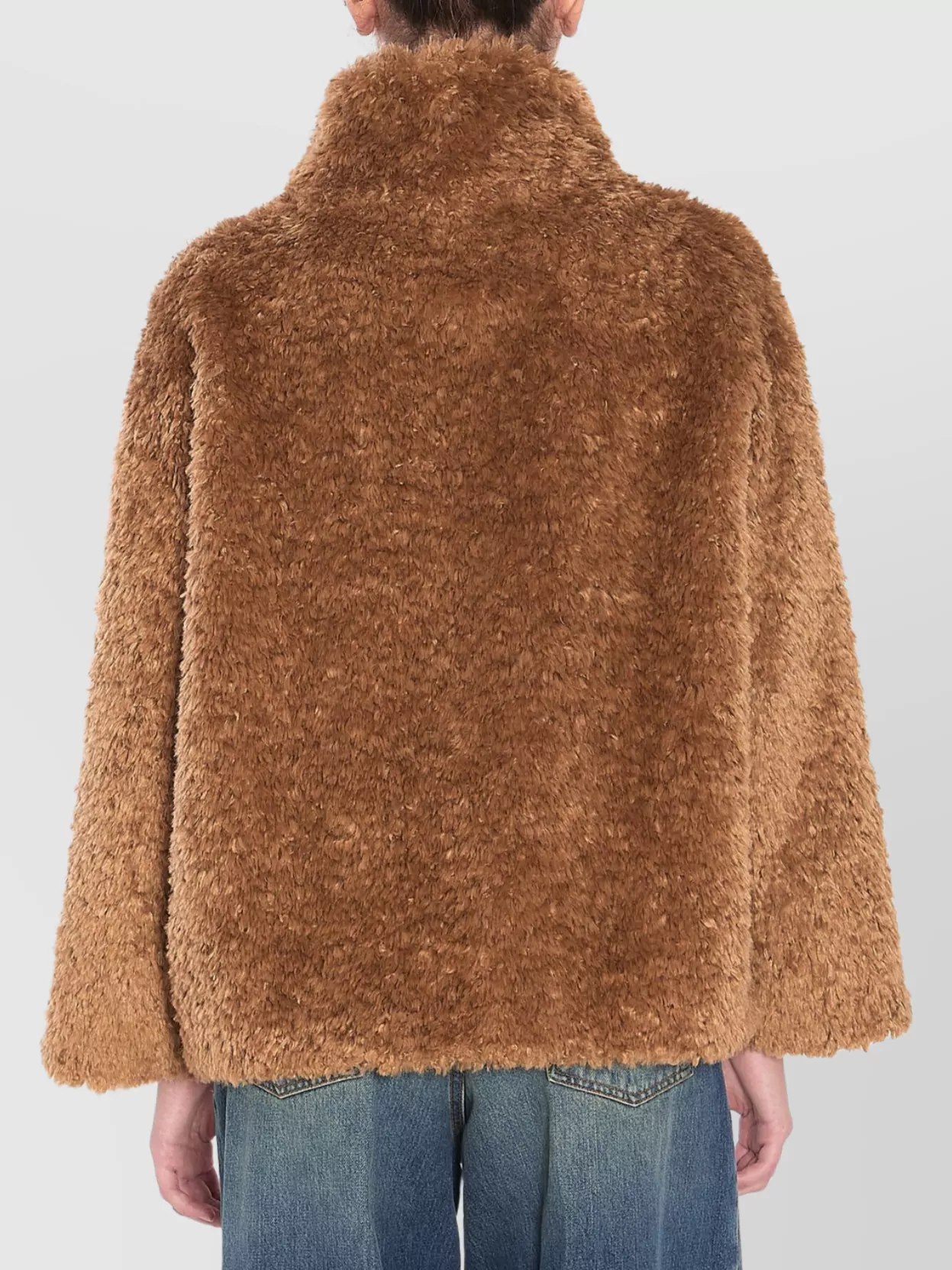 Herno Faux Fur Coat With Leather Belt In Brown