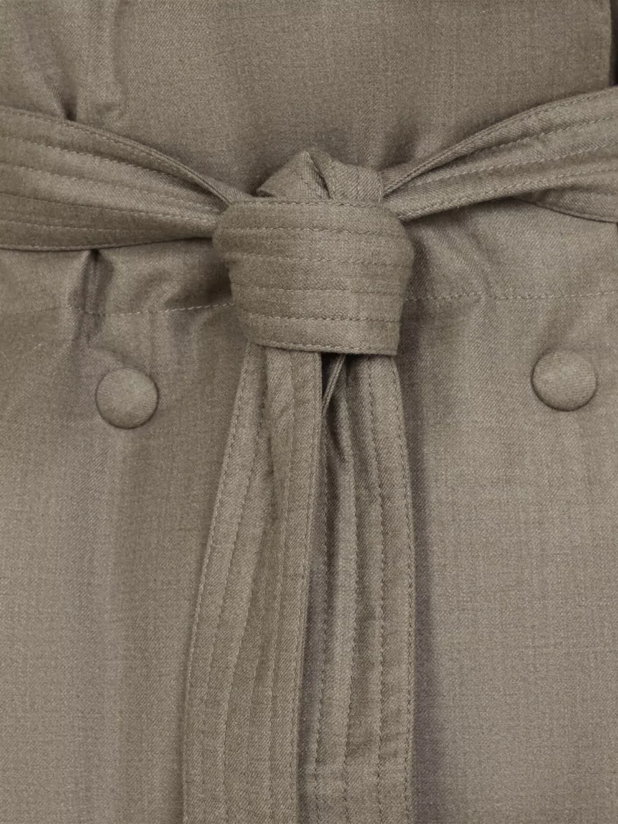 Yves Salomon Wool Silk Double-Breasted Belted Quilted Puffer Jacket