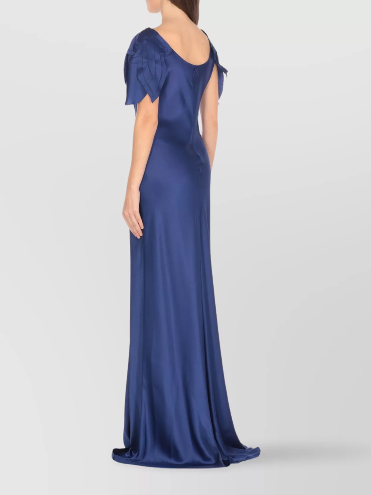 Alberta Ferretti Draped Silk Blend V-Neck Dress