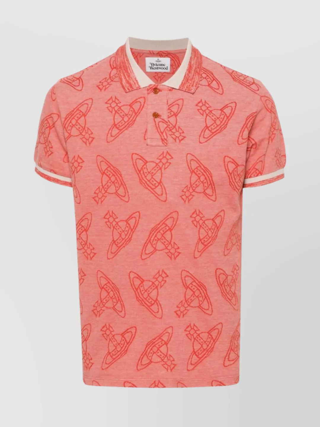 Shop Vivienne Westwood Striped Collar Cotton Polo In Pink