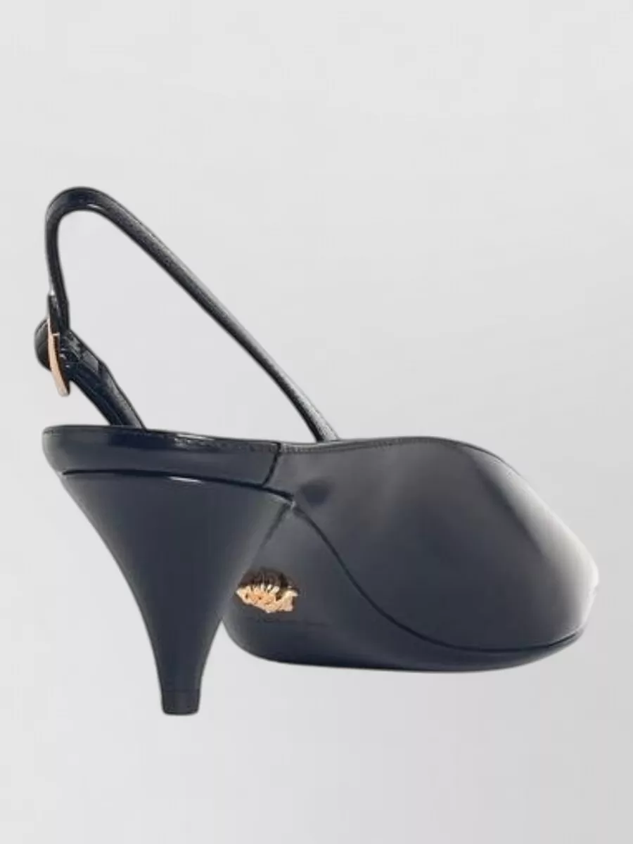 Versace La Medusa Leather Slingback Cone Heel Pumps